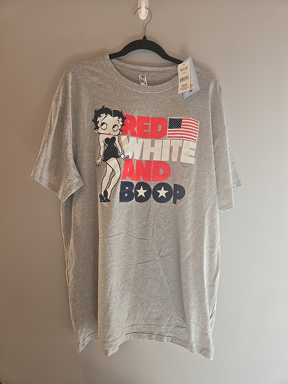 Grey Betty Boop 'Red White and Boop' Graphic Tee